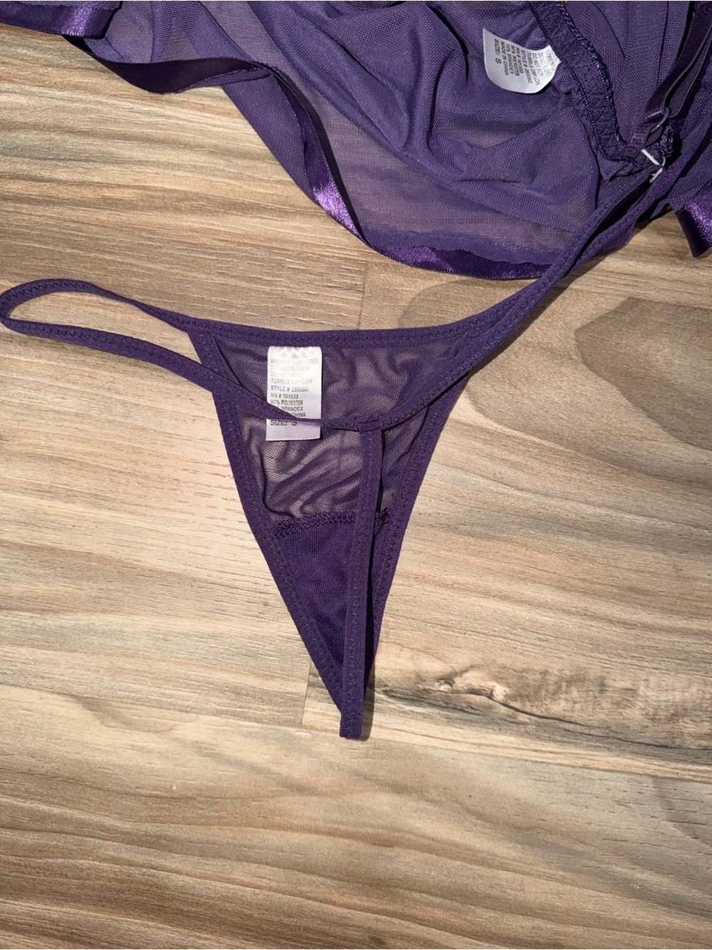 2-Piece Purple LaceSheer Babydoll Nightwear - Unbranded With Matching Underwaear - Picture 4 of 5